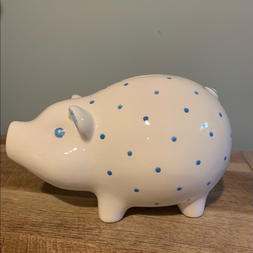 Tiffany & Co. Blue Polka Dotted Piggy Bank